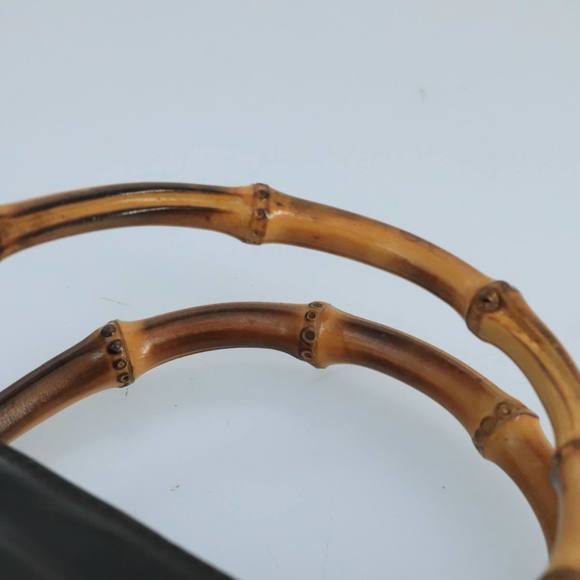 GUCCI Bamboo Hand Bag Leather Black Gold 000 2058 0290 0 Auth kk384 - Picture 8 of 16